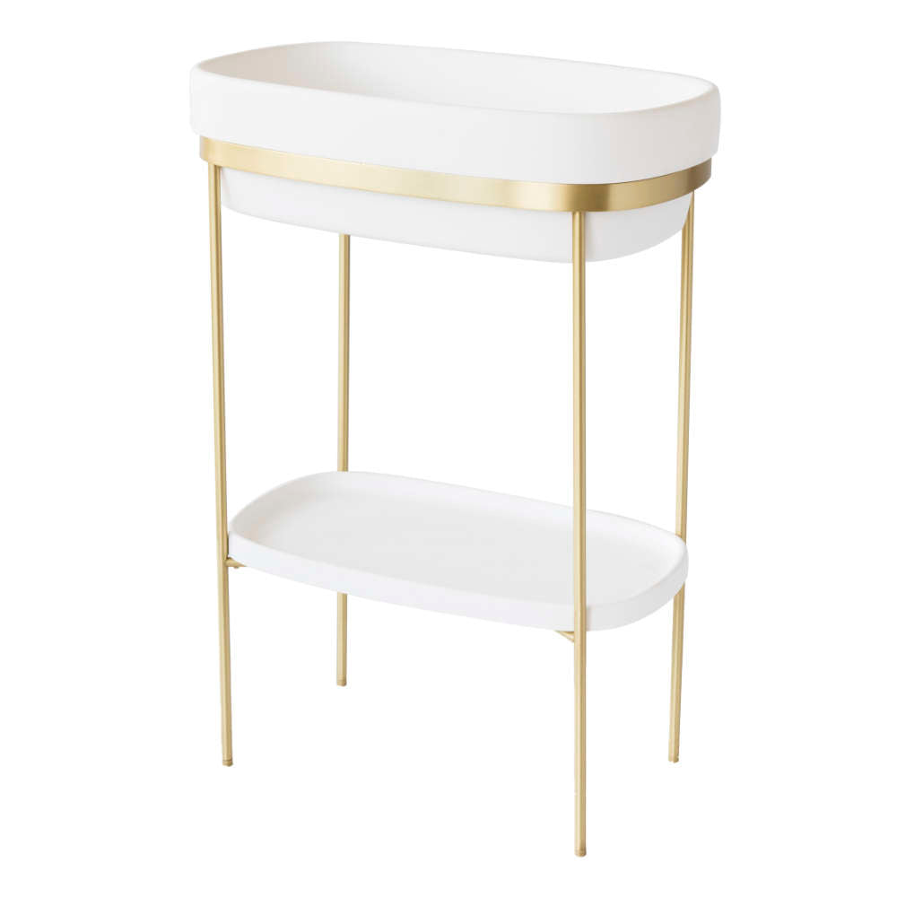 Ex.t RIBBON Washbasin by Sebastian Herkner, with Brass Stand and LivingTech Shelf