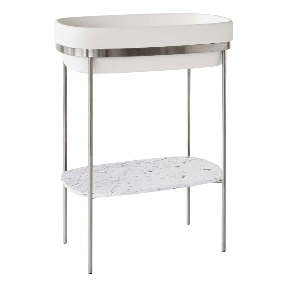 Ex.t RIBBON Washbasin by Sebastian Herkner, with Steel Base and Marble Plateau