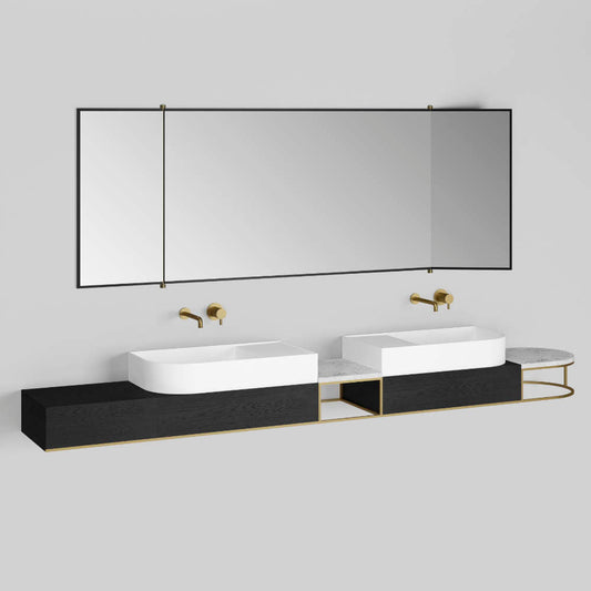 Ex.t NOUVEAU Washbasin by Bernhardt & Vella with two washbasins  and a mirror
