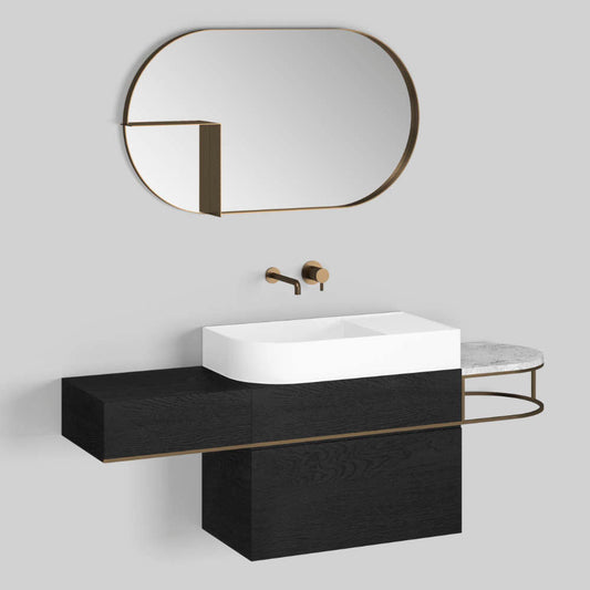 Ex.t NOUVEAU Washbasin by Bernhardt & Vella with washbasin and mirror, black