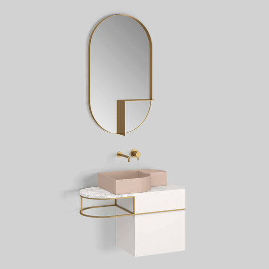 Ex.t NOUVEAU Washbasin by Bernhardt & Vella with washbasin and mirror, pink