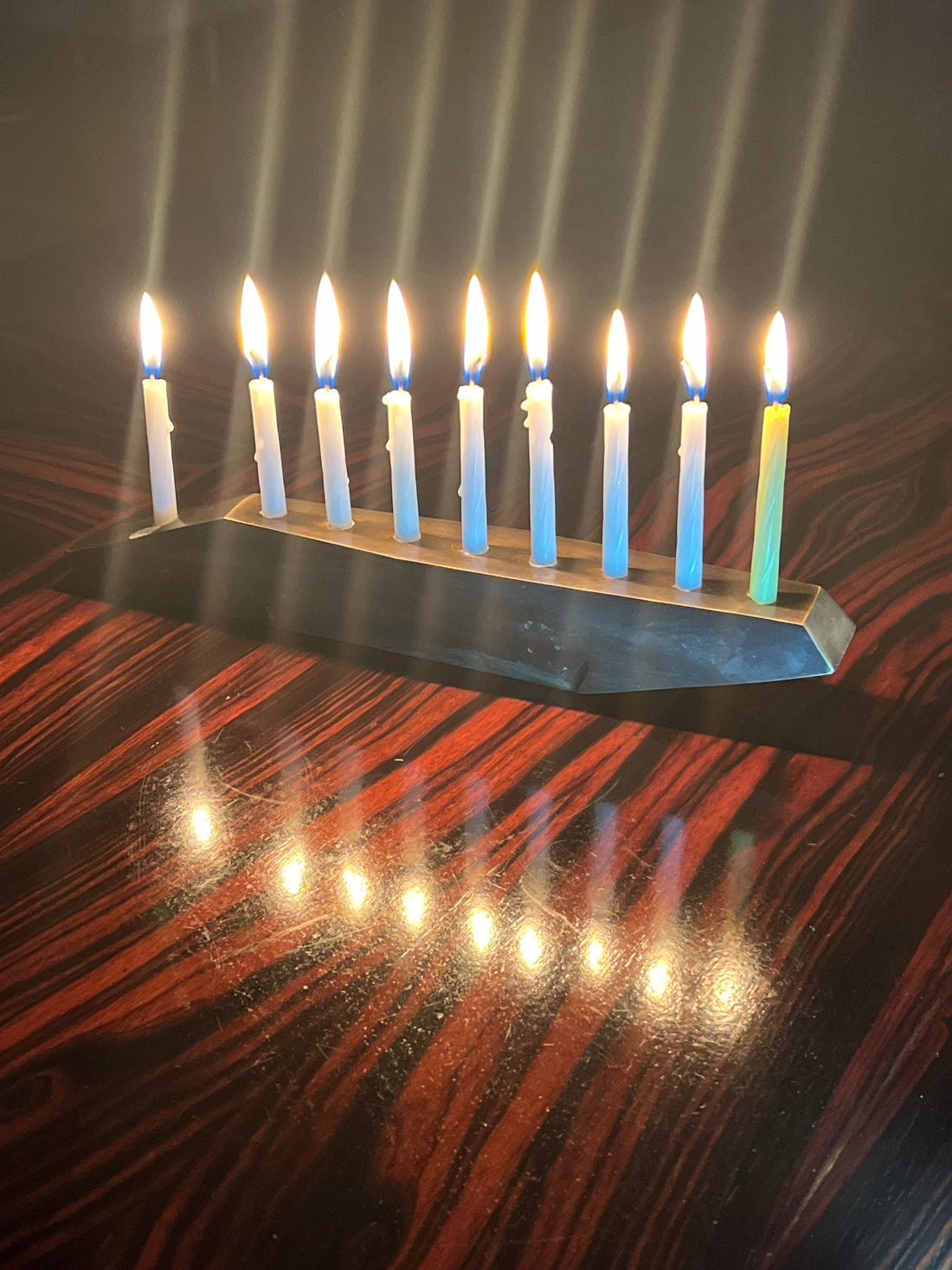 Introducing cast in bronze Hannukiya by Greg Lozinski