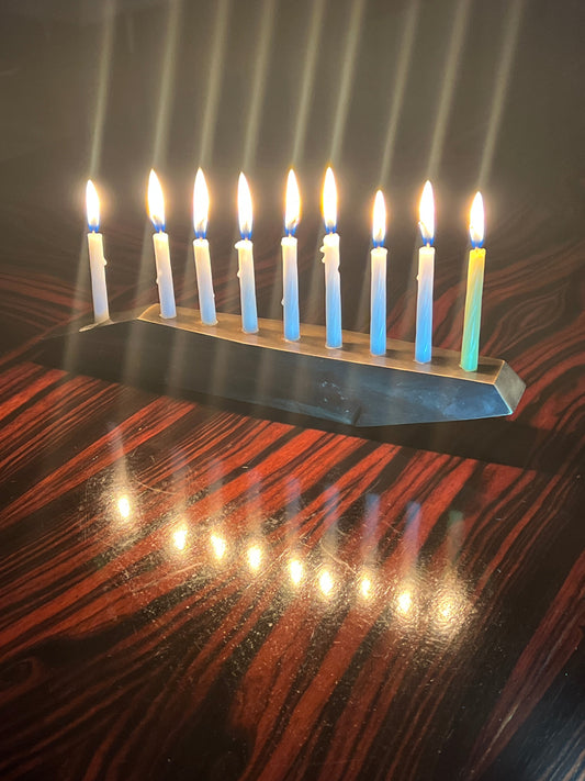 Introducing cast in bronze Hannukiya by Greg Lozinski