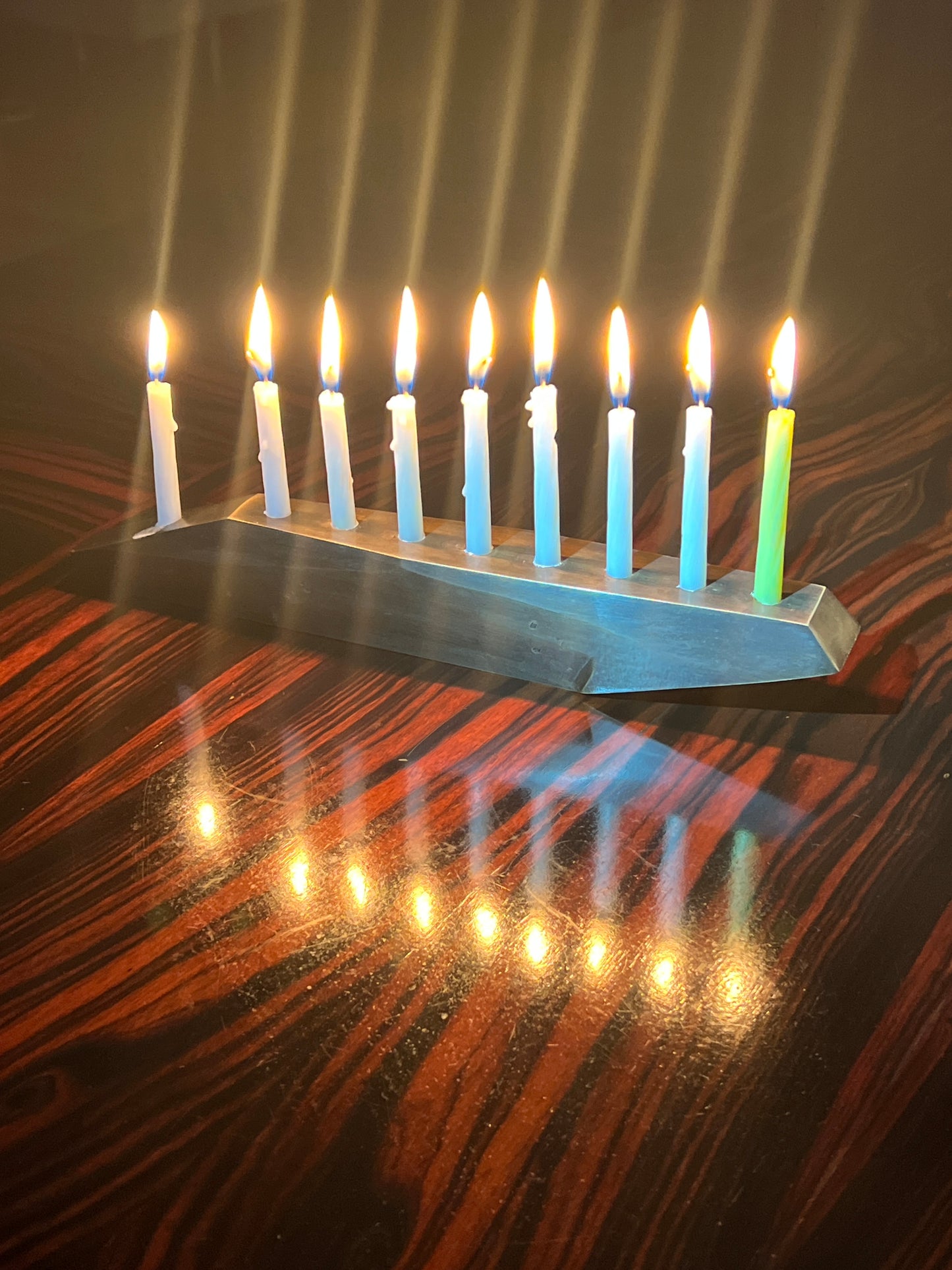 Bronze Hannukiya by Greg Lozinski